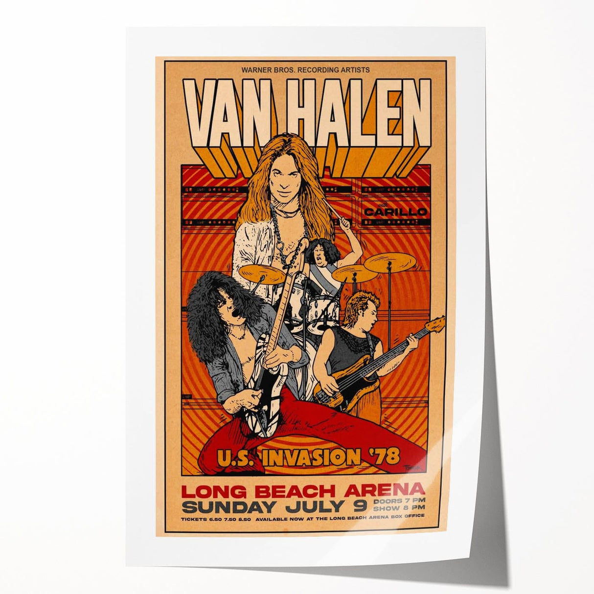 Van Halen 1978 U.S. Invasion Poster Art - Long Beach Arena Concert