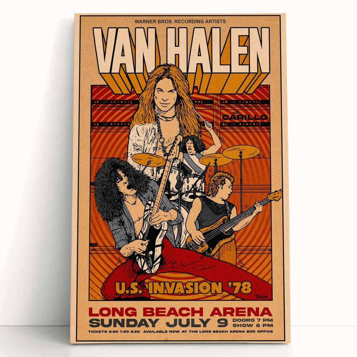 Van Halen 1978 U.S. Invasion Poster Art - Long Beach Arena Concert