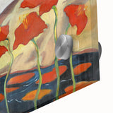 Modern Wall Art with Bold Red Flowers - Vibrant Contemporary Landscape