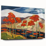 Modern Wall Art with Bold Red Flowers - Vibrant Contemporary Landscape