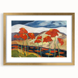 Modern Wall Art with Bold Red Flowers - Vibrant Contemporary Landscape
