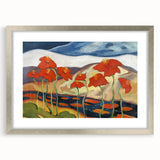 Modern Wall Art with Bold Red Flowers - Vibrant Contemporary Landscape