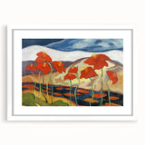 Modern Wall Art with Bold Red Flowers - Vibrant Contemporary Landscape