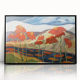 Modern Wall Art with Bold Red Flowers - Vibrant Contemporary Landscape