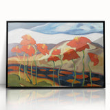 Modern Wall Art with Bold Red Flowers - Vibrant Contemporary Landscape