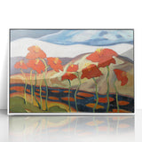 Modern Wall Art with Bold Red Flowers - Vibrant Contemporary Landscape