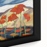 Modern Wall Art with Bold Red Flowers - Vibrant Contemporary Landscape