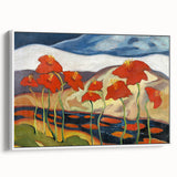 Modern Wall Art with Bold Red Flowers - Vibrant Contemporary Landscape