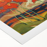 Modern Wall Art with Bold Red Flowers - Vibrant Contemporary Landscape