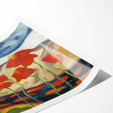 Modern Wall Art with Bold Red Flowers - Vibrant Contemporary Landscape