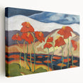 Modern Wall Art with Bold Red Flowers - Vibrant Contemporary Landscape
