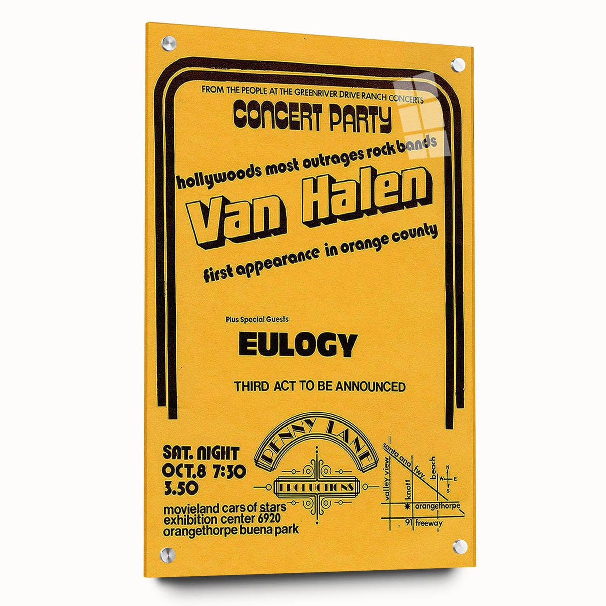 Van Halen 1974 First Orange County Appearance Poster - Retro Art