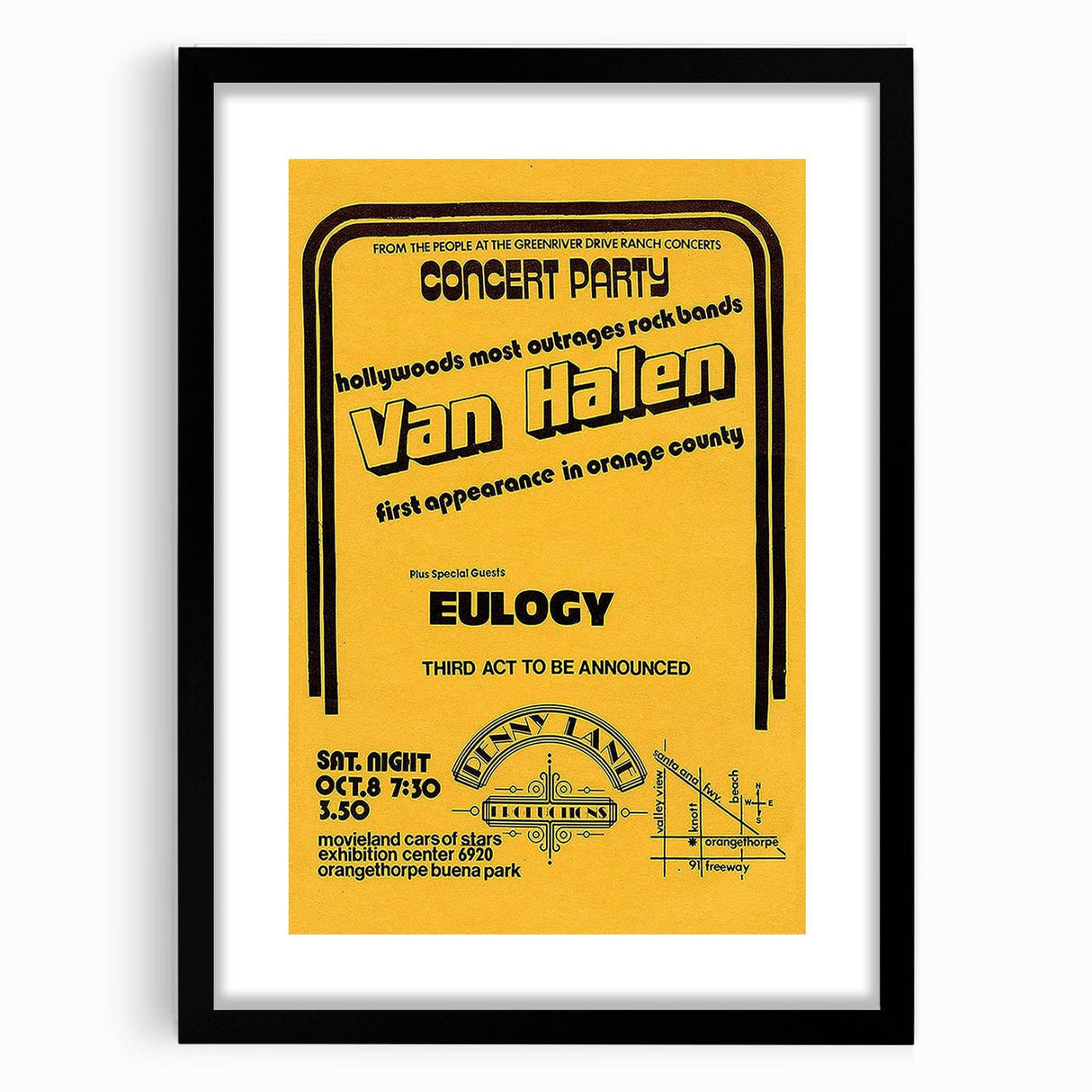 Van Halen 1974 First Orange County Appearance Poster - Retro Art