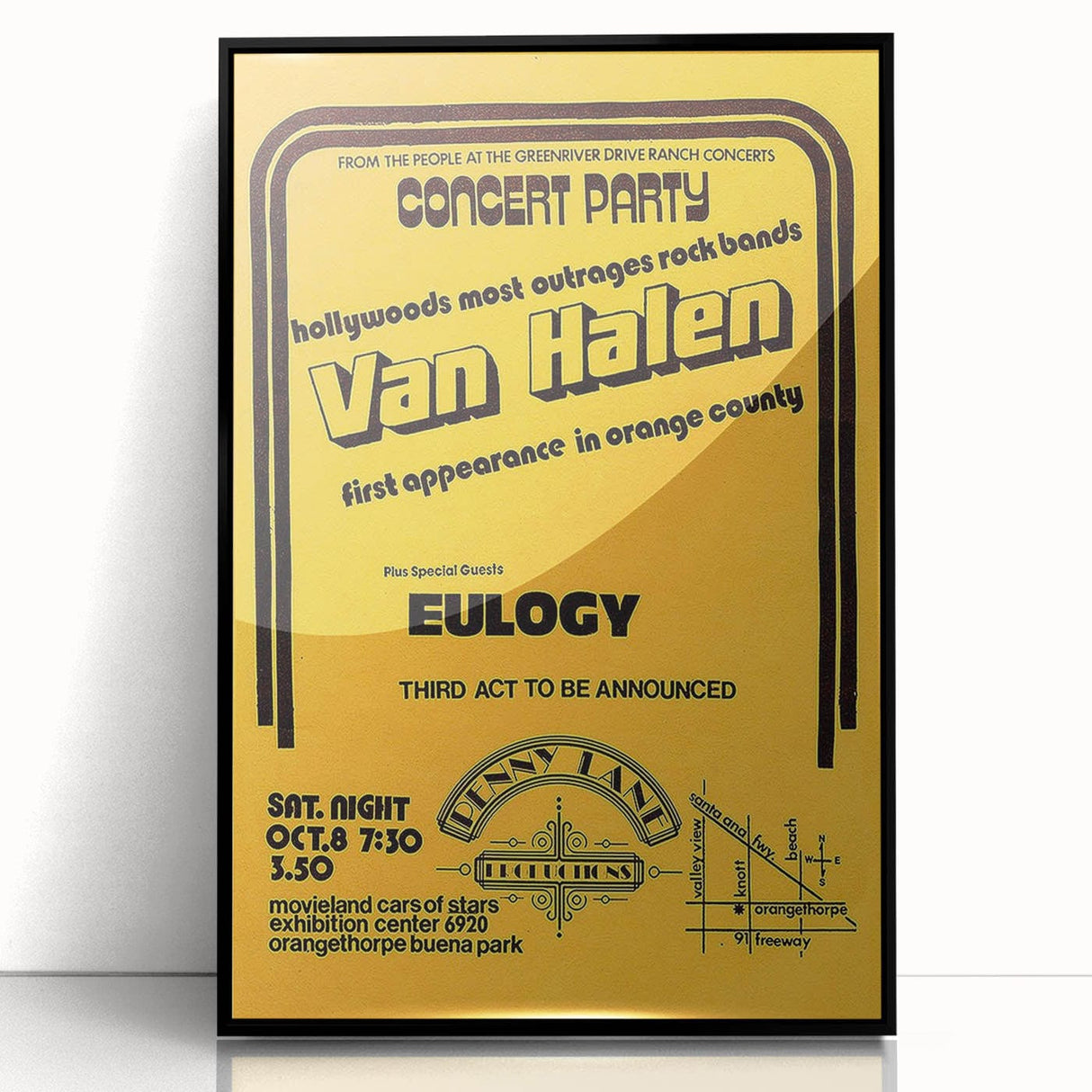 Van Halen 1974 First Orange County Appearance Poster - Retro Art