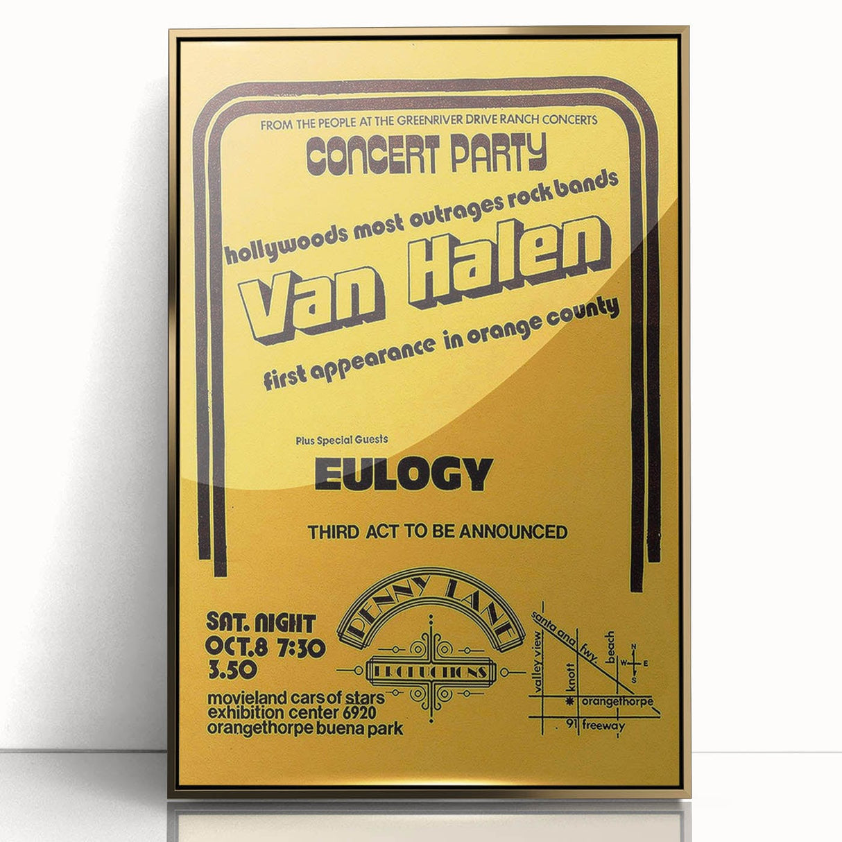 Van Halen 1974 First Orange County Appearance Poster - Retro Art