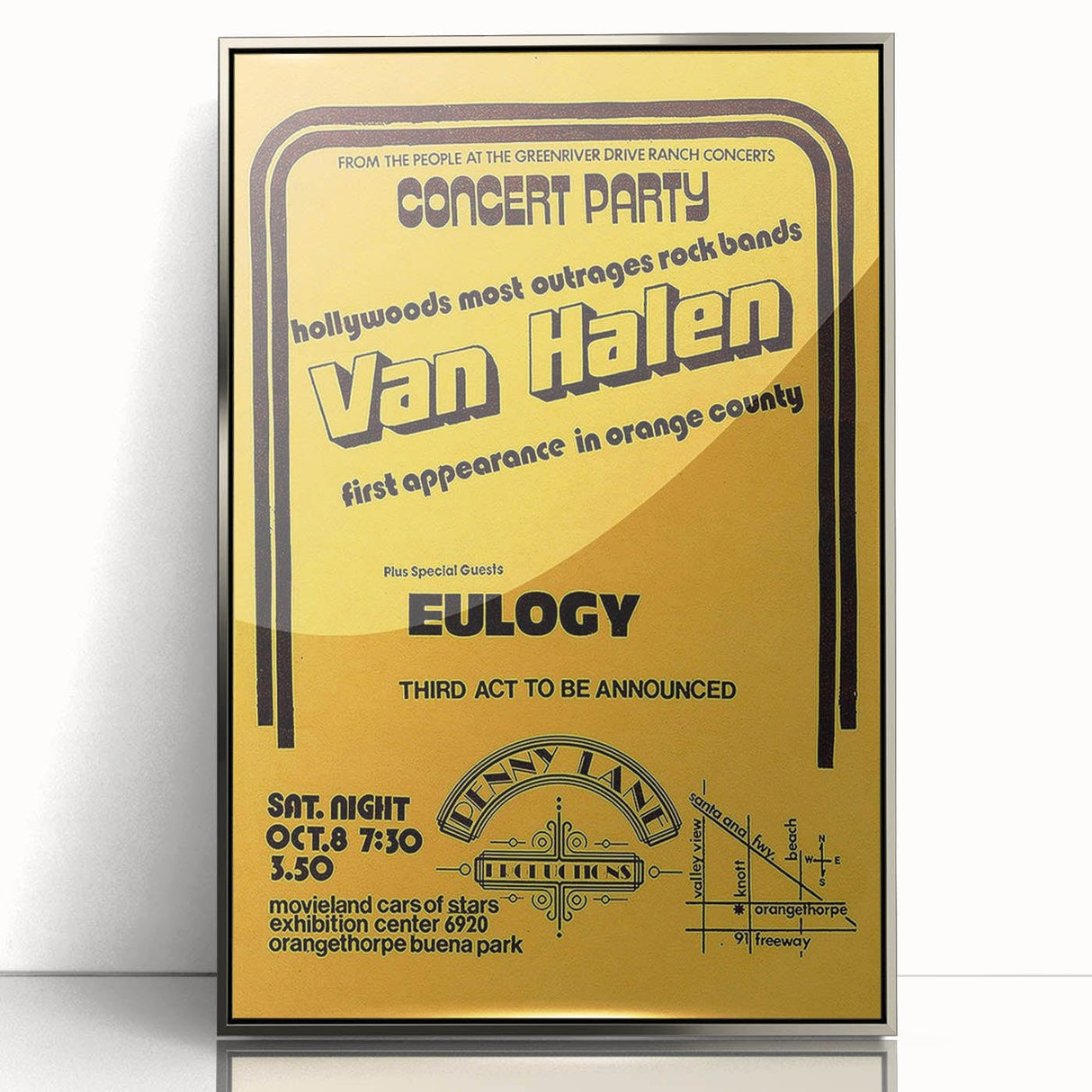 Van Halen 1974 First Orange County Appearance Poster - Retro Art