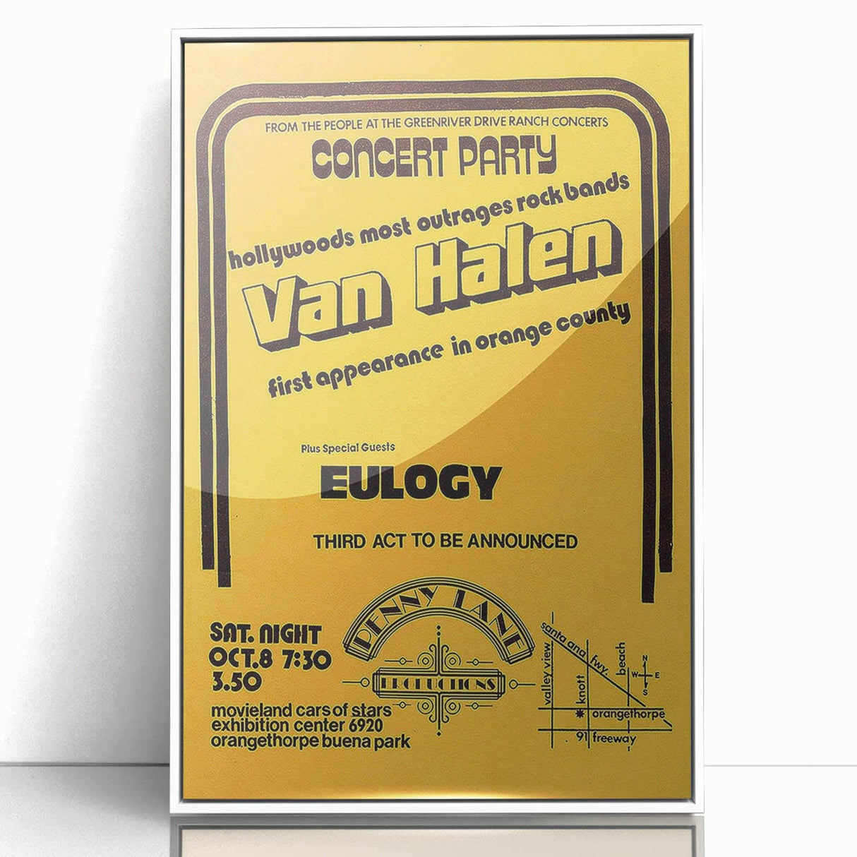 Van Halen 1974 First Orange County Appearance Poster - Retro Art