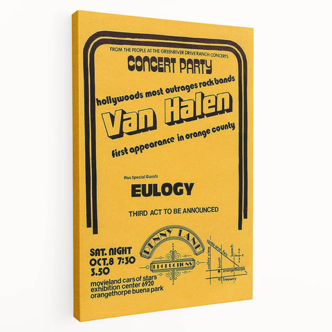 Van Halen 1974 First Orange County Appearance Poster - Retro Art