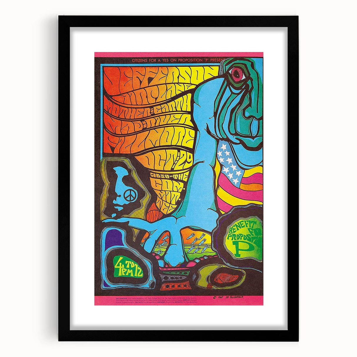 Jefferson Airplane 1967 Psychedelic Concert Poster - Fillmore