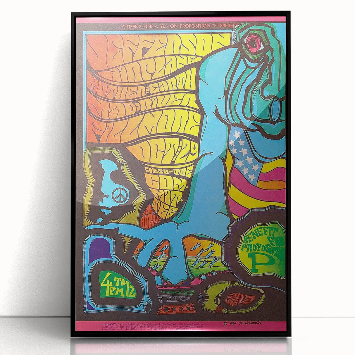Jefferson Airplane 1967 Psychedelic Concert Poster - Fillmore