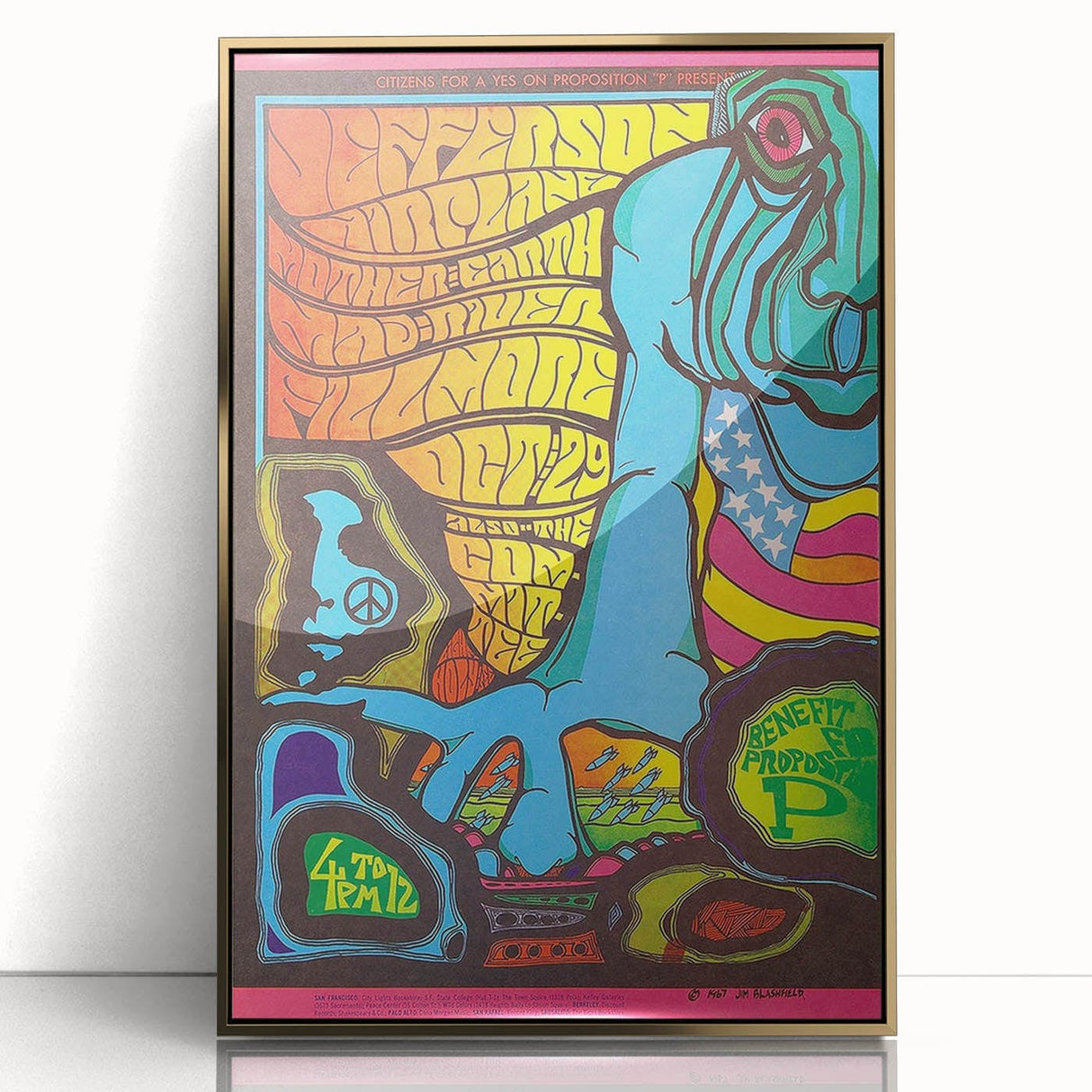 Jefferson Airplane 1967 Psychedelic Concert Poster - Fillmore