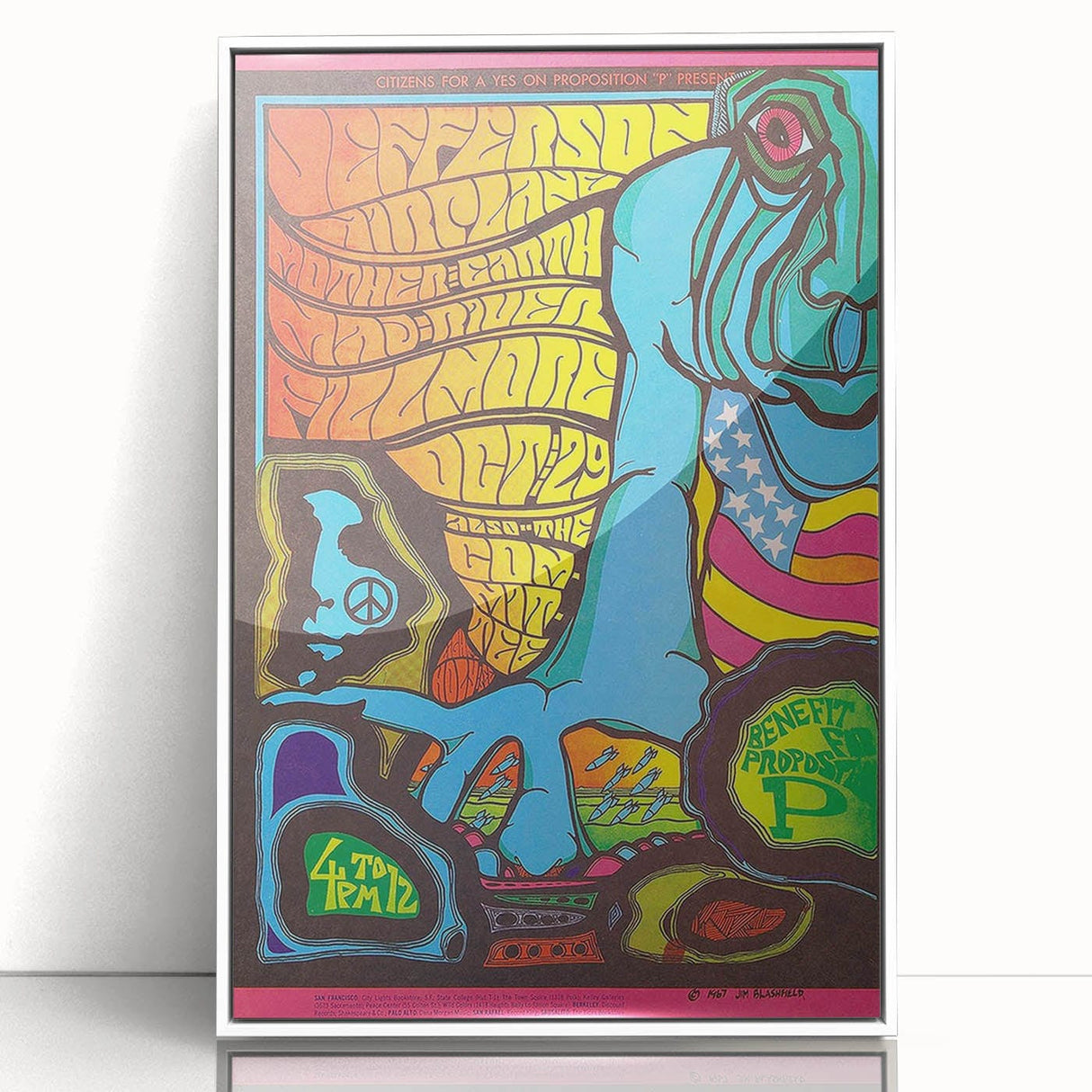 Jefferson Airplane 1967 Psychedelic Concert Poster - Fillmore