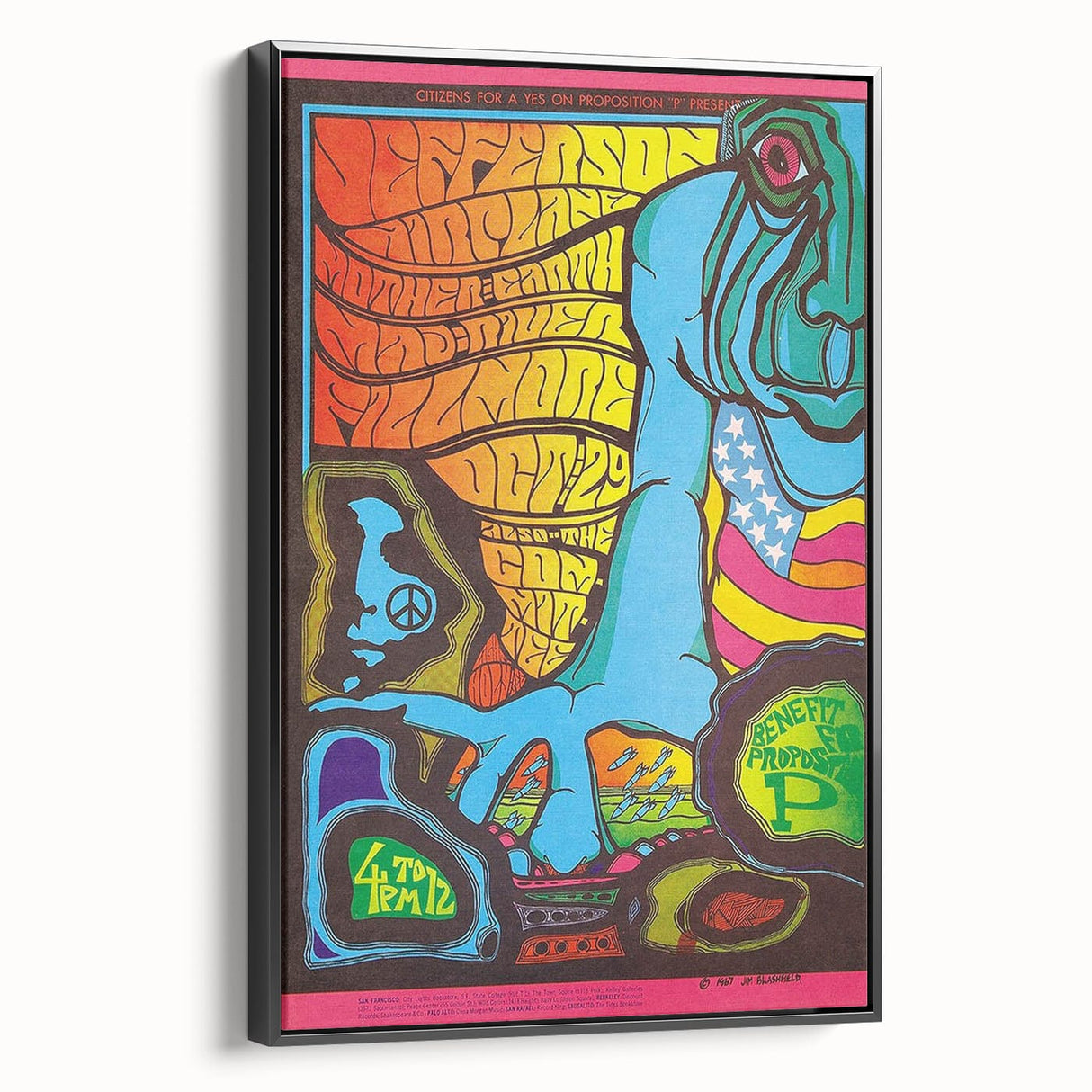 Jefferson Airplane 1967 Psychedelic Concert Poster - Fillmore
