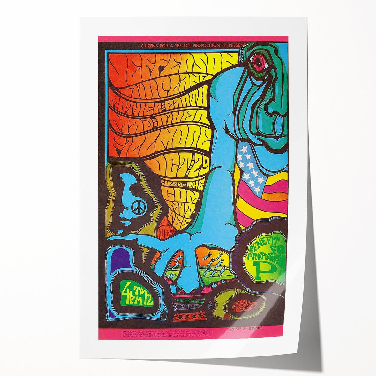 Jefferson Airplane 1967 Psychedelic Concert Poster - Fillmore