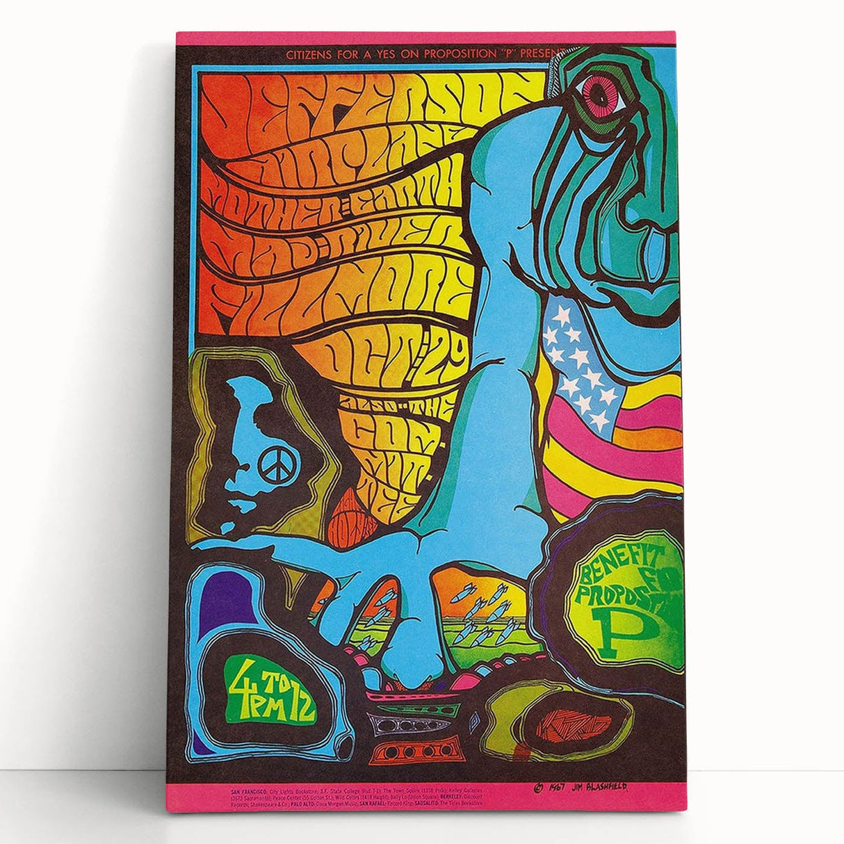 Jefferson Airplane 1967 Psychedelic Concert Poster - Fillmore