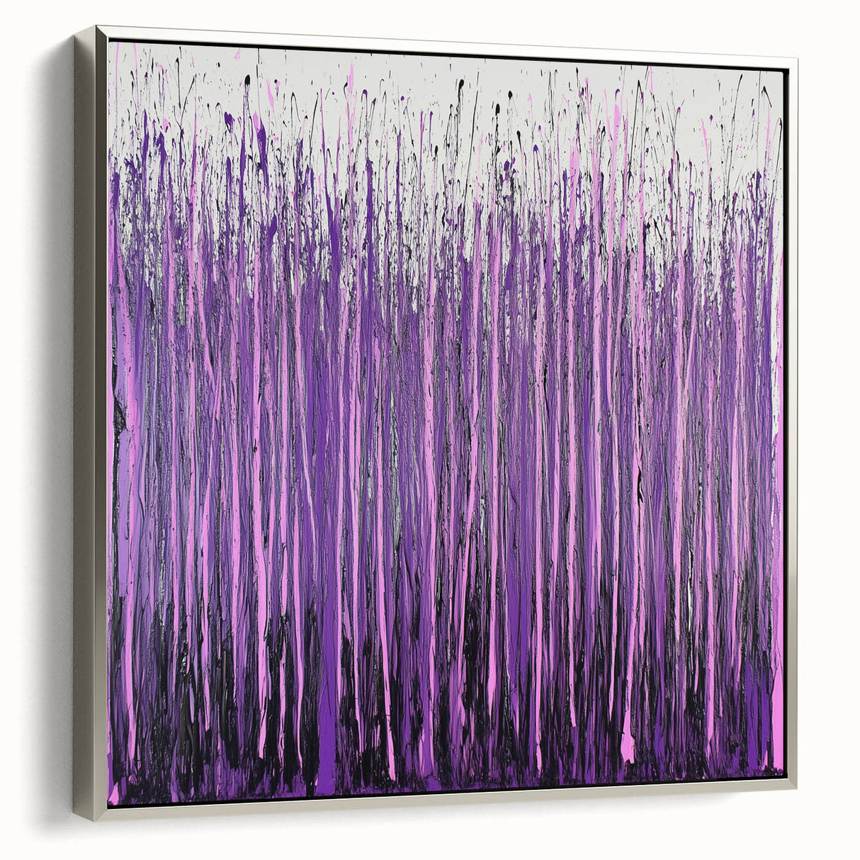 Purple Abstract Drip – Modern Large Canvas & Framed Wall Art