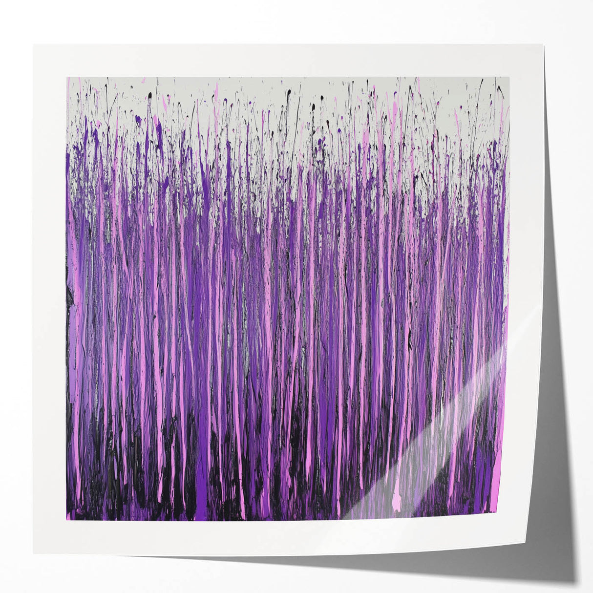 Purple Abstract Drip – Modern Large Canvas & Framed Wall Art
