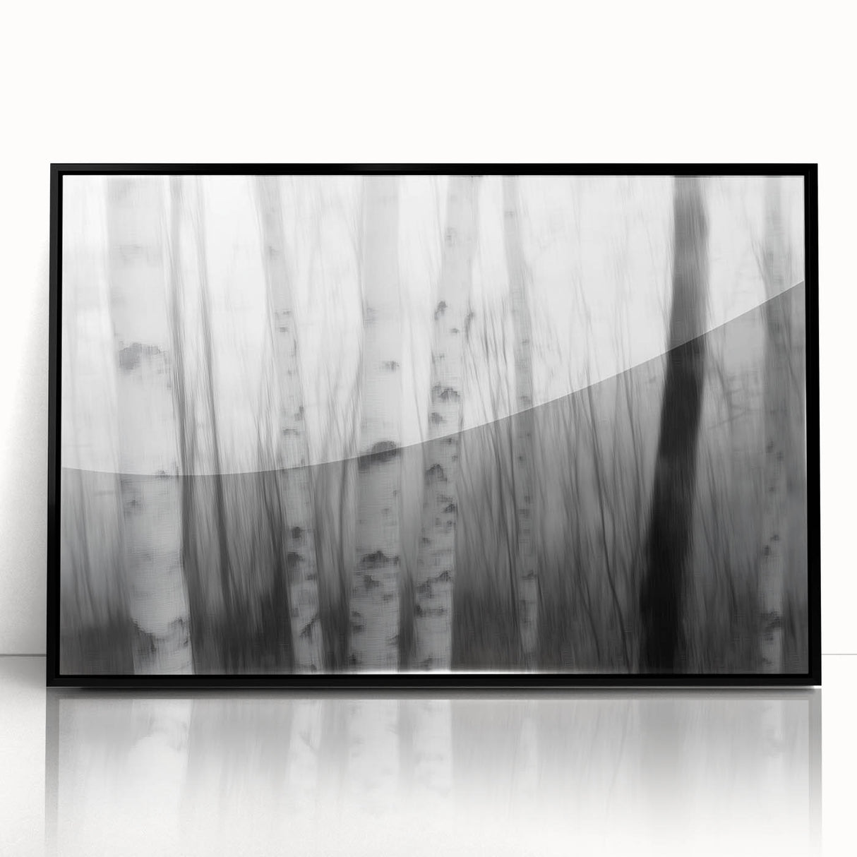 Birch Forest Blur – Dynamic Black and White Abstract Motion Wall Art