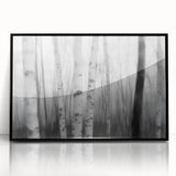 Birch Forest Blur – Dynamic Black and White Abstract Motion Wall Art