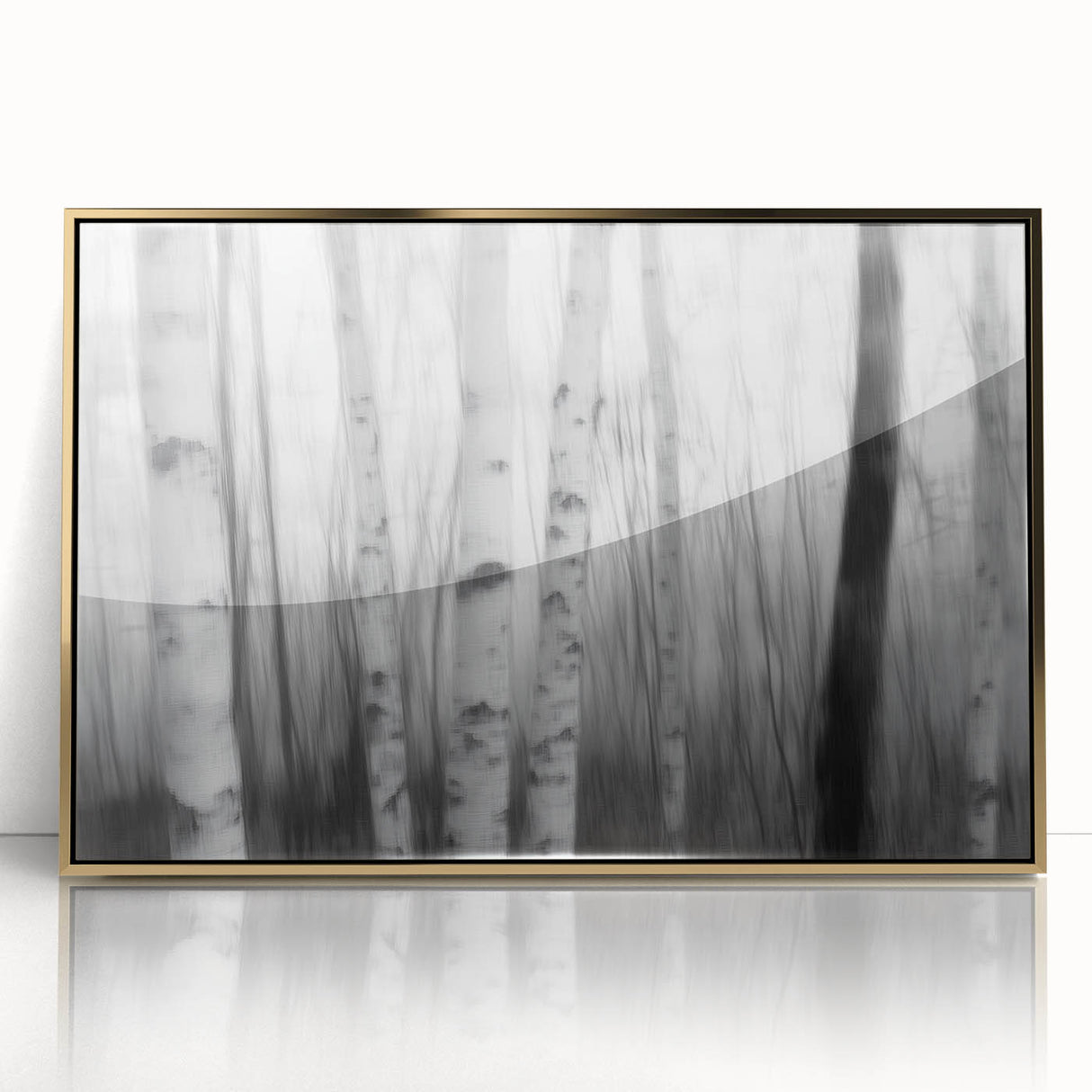 Birch Forest Blur – Dynamic Black and White Abstract Motion Wall Art