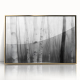 Birch Forest Blur – Dynamic Black and White Abstract Motion Wall Art