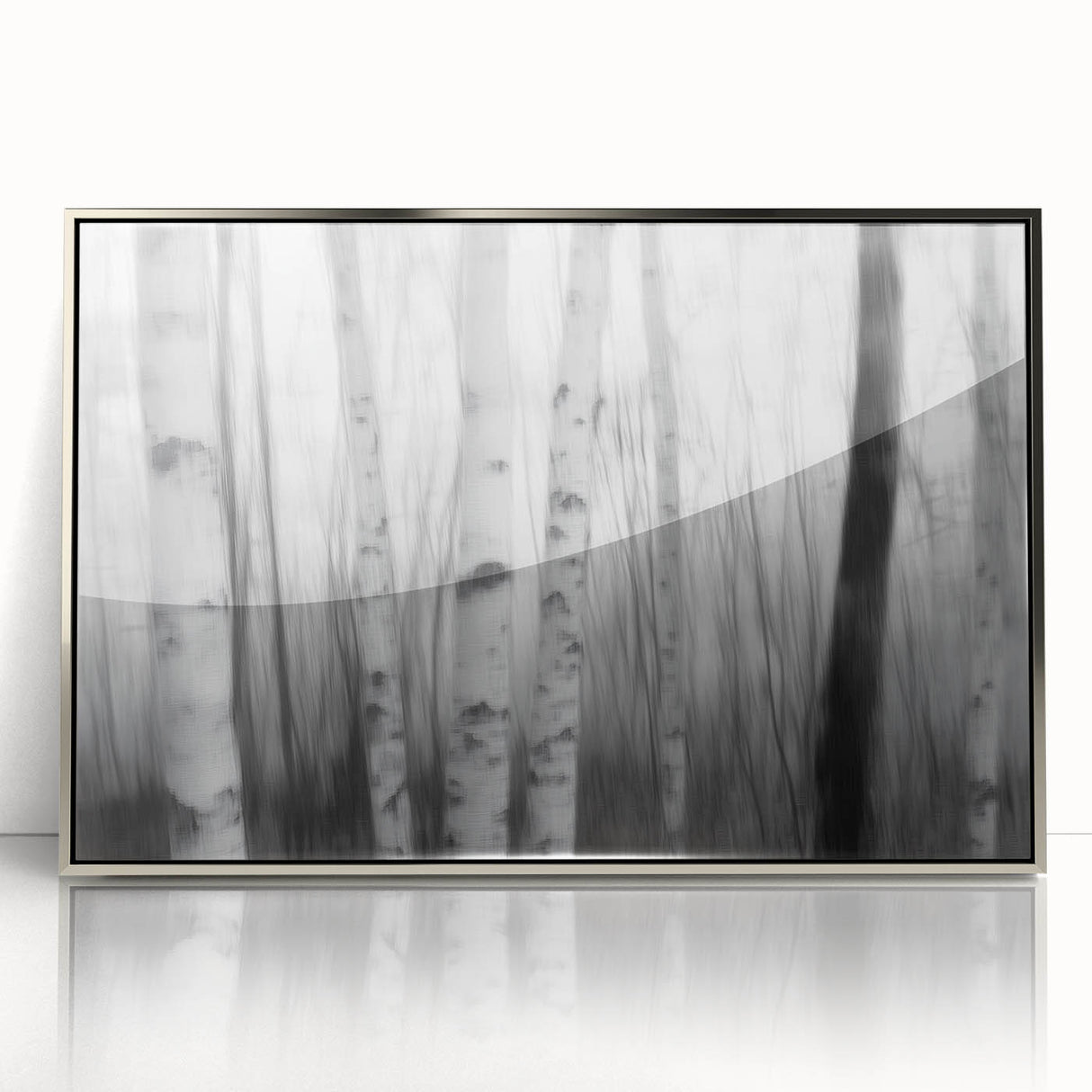 Birch Forest Blur – Dynamic Black and White Abstract Motion Wall Art