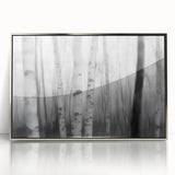 Birch Forest Blur – Dynamic Black and White Abstract Motion Wall Art
