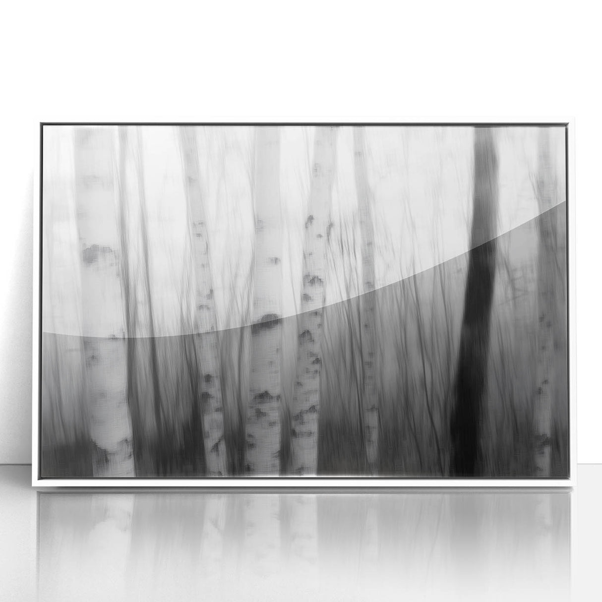 Birch Forest Blur – Dynamic Black and White Abstract Motion Wall Art