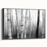 Birch Forest Blur – Dynamic Black and White Abstract Motion Wall Art