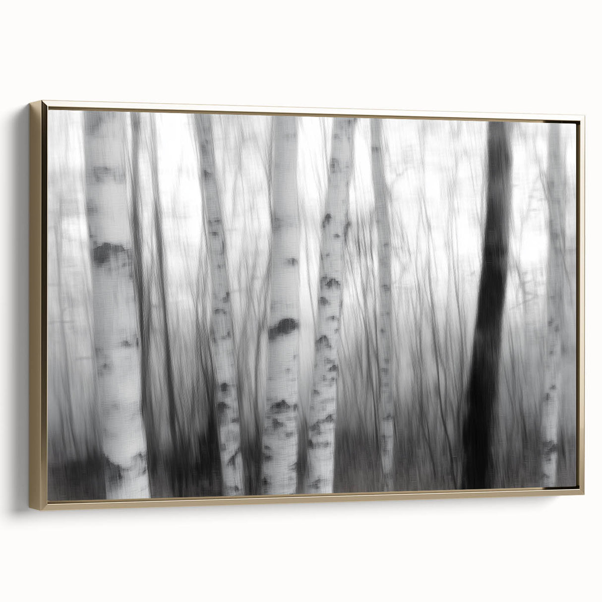 Birch Forest Blur – Dynamic Black and White Abstract Motion Wall Art