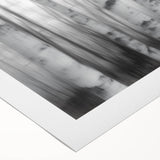 Birch Forest Blur – Dynamic Black and White Abstract Motion Wall Art