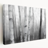 Birch Forest Blur – Dynamic Black and White Abstract Motion Wall Art