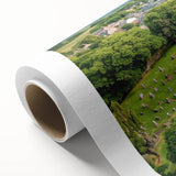 Rolled canvas artwork showcasing a picturesque landscape with a majestic castle set against a serene sky, beautifully designed for home decor enthusiasts.