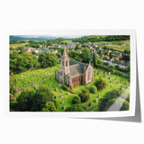 Stunning landscape print of a majestic castle surrounded by vibrant greenery, rolled for easy shipping, ideal for home decor enthusiasts seeking elegance.