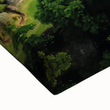 Close-up of a vibrant stretched canvas showcasing a majestic landscape with a castle, highlighting intricate details and rich colors, perfect for home decor.