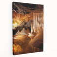 Stretched canvas artwork depicting a serene landscape with intricate cave formations and vibrant colors, ideal for enhancing home decor and artistic ambiance.