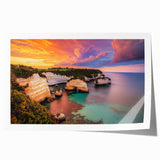 Stunning rolled canvas print showcasing a breathtaking landscape of rugged cliffs against a vibrant sky, perfect for home decor enthusiasts seeking natural beauty.