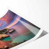 Stunning landscape print showcasing dramatic cliffs and serene ocean waves, rolled and securely packaged in a durable tube for easy transport and display. Perfect for nature lovers seeking to enhance their home decor with vibrant scenery.