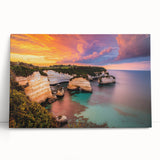 Stretched canvas artwork depicting a dramatic cliff landscape, showcasing vibrant colors and intricate details, perfect for enhancing home decor aesthetics.