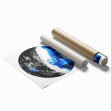 Abstract Bedroom Wall Art – Round Acrylic Canvas Print in Blue